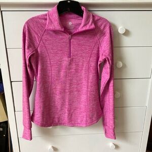 💕 OLD NAVY ACTIVE SIZE XS HEATHER PINK SEMI FITTED LONG SLEEVE QUARTER ZIP TOP